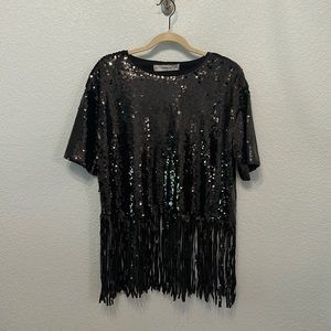 Zara Sequin Top Black M